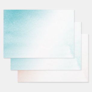 Aqua Pfirsich Weiße Ombre-Brautparty Geschenkpapier Set