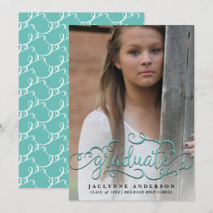 Aqua Photo Calligraphie Faire-part de graduation