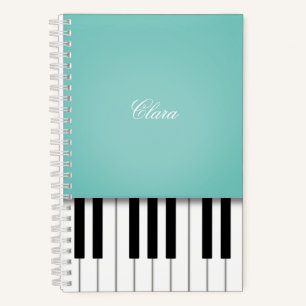 Aqua Piano Music Keyboard Personalisiert Notizbuch