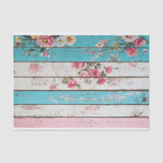 Aqua Pink Blume Holzpflasterpapier Seidenpapier