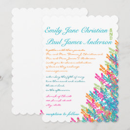 Aqua Pink Coral Limon Floral Wedding Einladungen