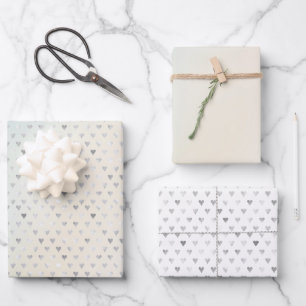 Aqua Pink Cream Gefärbte Krawatte Silberherz Geschenkpapier Set