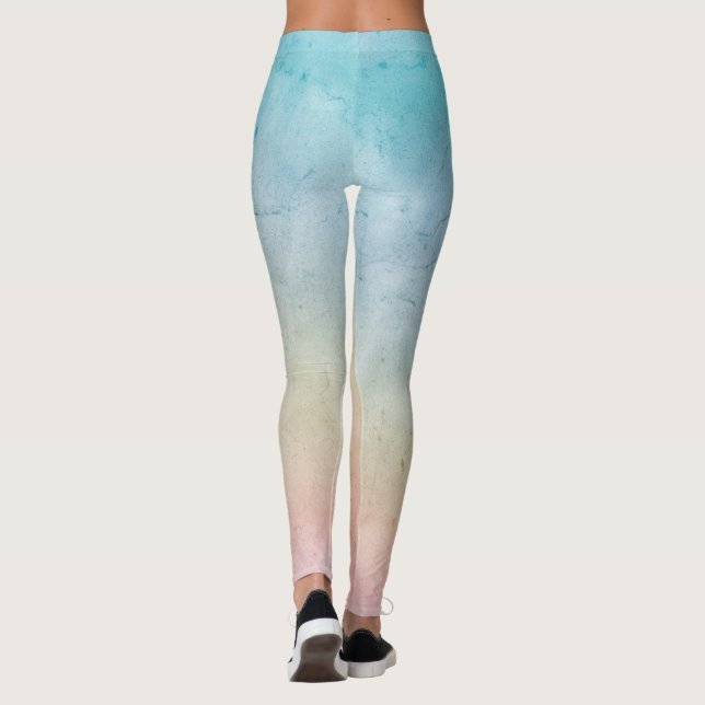 Aqua Pink Gefärbte Krawatte Leggings (Rückseite)