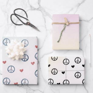 Aqua Pink Gelbe Gefärbte Krawatte Friedenszeichen Geschenkpapier Set