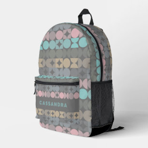 Aqua Pink Grau Beige Circles Pattern Bedruckter Rucksack