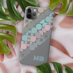 Aqua Pink Grau Beige Midcentury Kreise Muster iPhone 16 Pro Max Hülle