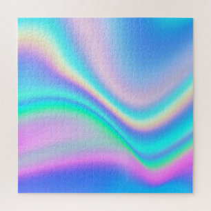 Aqua Pink Iridescent Rainbow Ombre Wave