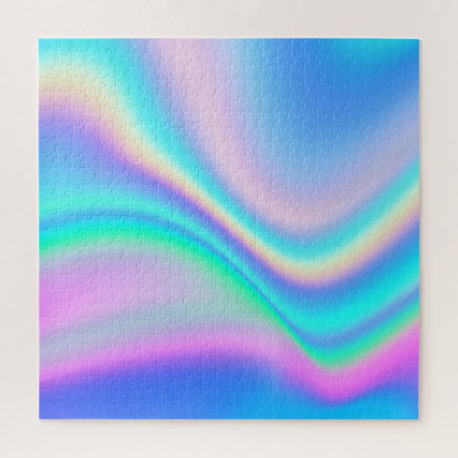 Aqua Pink Iridescent Rainbow Ombre Wave (Vertikal)