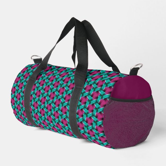 Aqua Pink Moderne Weave Muster Duffle Bag (Rechte Ecke)