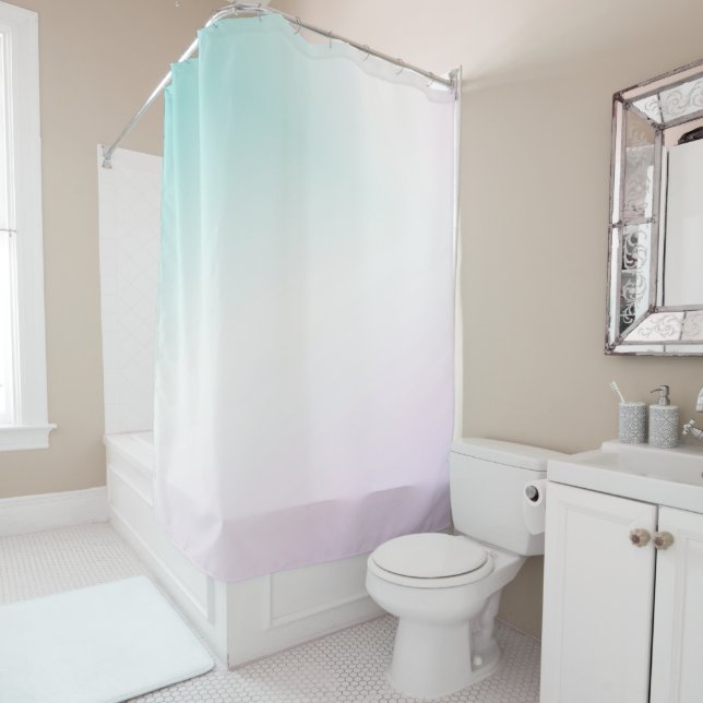 Aqua Pink White Ombre Gefärbte Krawatte Duschvorhang (Beispiel)