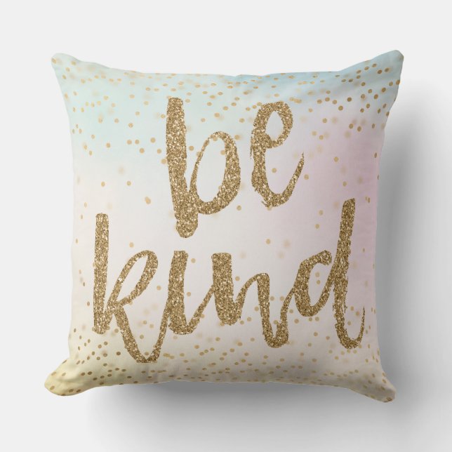 Aqua Pink Yellow Confetti Glitzer Seien Sie freund Kissen (Vorderseite)
