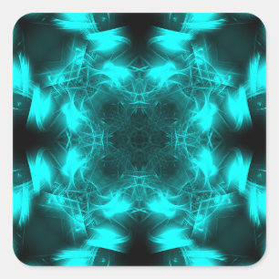 Aqua-Plasma-Symmetrie-Fraktal-Kunst Quadratischer Aufkleber