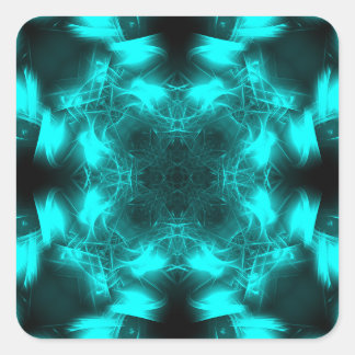 Aqua-Plasma-Symmetrie-Fraktal-Kunst Quadratischer Aufkleber