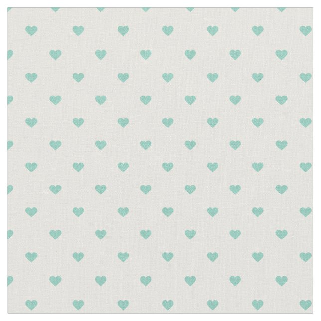 Aqua Polka Dot Hearts Stoff (Nahaufnahme)