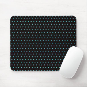 Aqua Polka Dots auf schwarz Mousepad