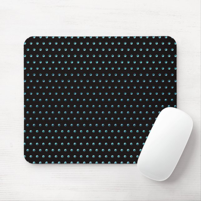Aqua Polka Dots auf schwarz Mousepad (Mit Mouse)
