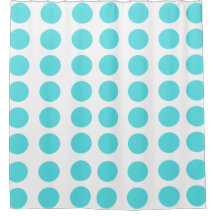 Aqua Polka Dots Duschvorhang