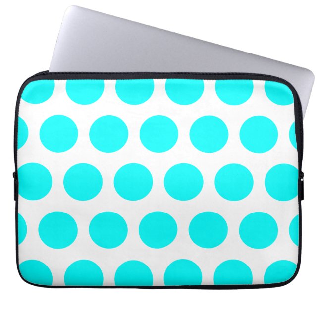 Aqua Polka Dots Laptopschutzhülle (Vorderseite)
