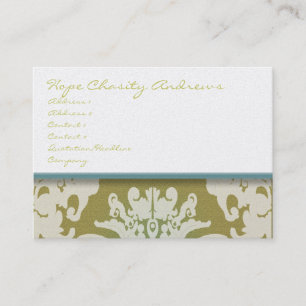Aqua Pool Blau und Gold Damask Floral - Visitenkarte