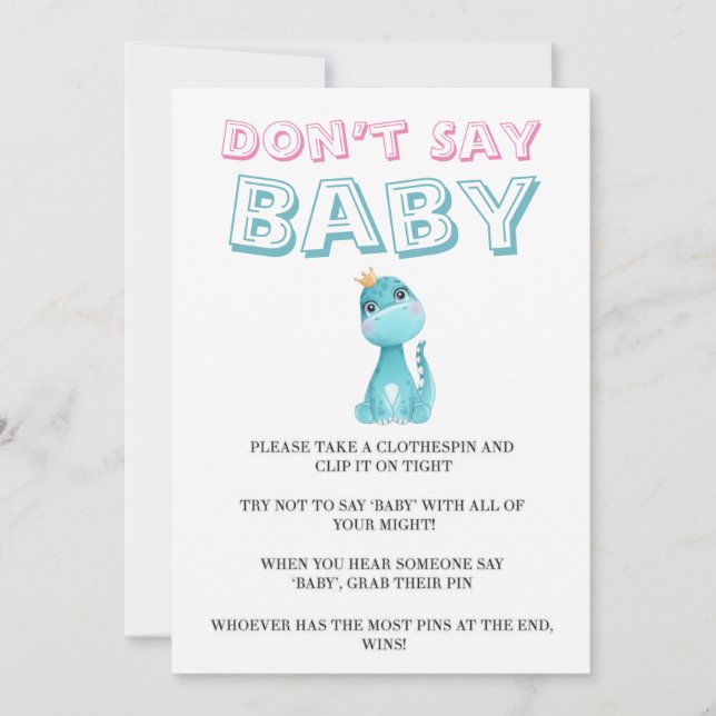 Aqua Princess Dinosaur Peony sagt keine Babykarten (Vorderseite)