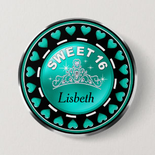 Aqua Prinzessin Tiara Love Hearts des Bonbon-16 Button