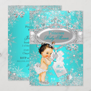Aqua Prinzessin Winter Wonderland Baby Shower Brau Einladung