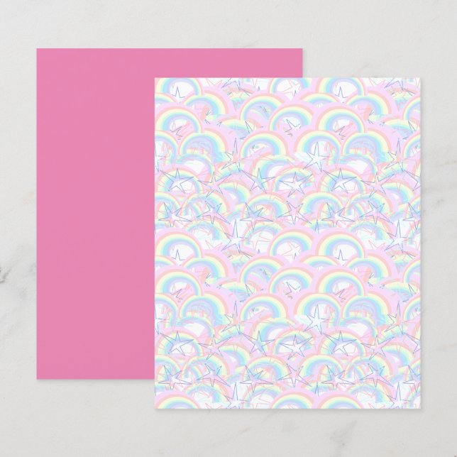 Aqua Rainbows rose-jaune Étoiles Papier à scandale (Devant / Derrière)