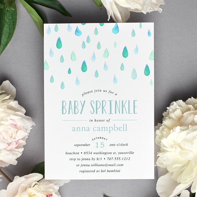 Aqua Raindrops | Einladung von Baby Sprinkle (Von Creator hochgeladen)
