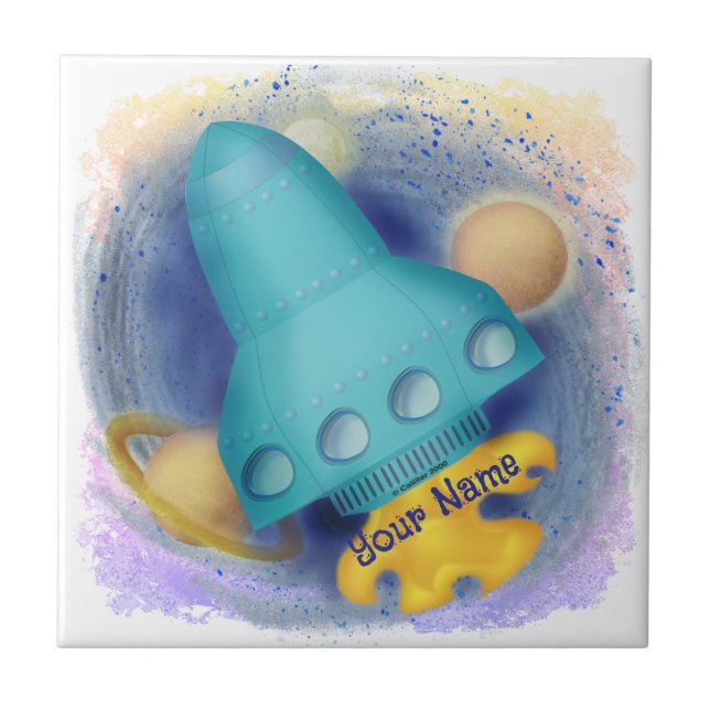 Aqua Rakete  Fliese (Vorderseite)