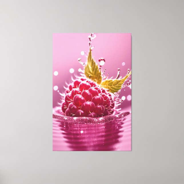 Aqua Raspberry Stretched Canvas Print Leinwanddruck (Vorderseite)