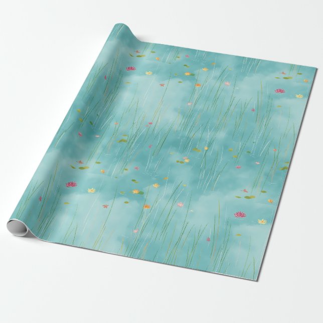 Aqua Reed Spring Gift Wrap Geschenkpapier (Ungerollt)