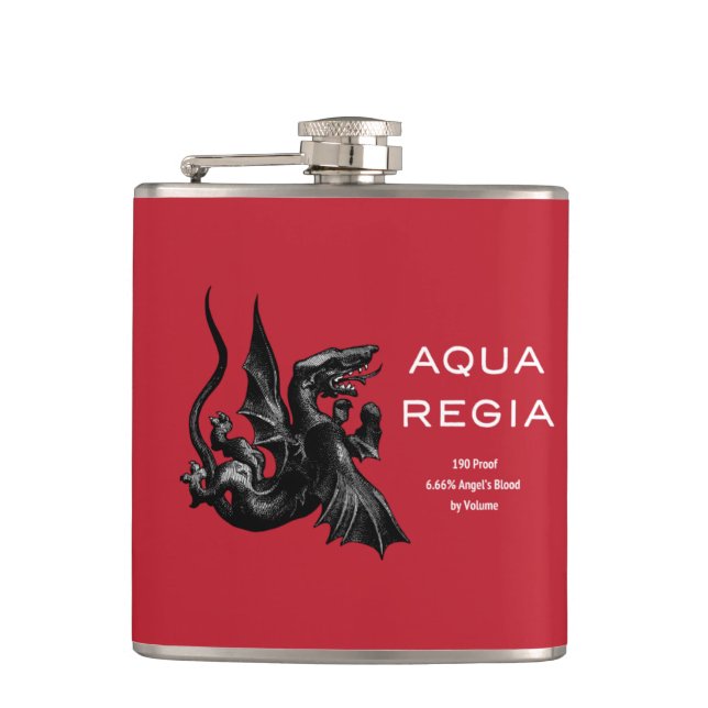 Aqua Regia Flasche - Roter Hintergrund Flachmann (Vorderseite)