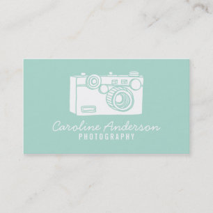 Aqua Retro Camera Fotograf Business Card Visitenkarte