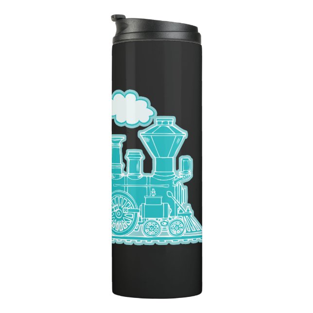 Aqua Retro Dampfzug Name Thermosbecher (Nach rechts gedreht)