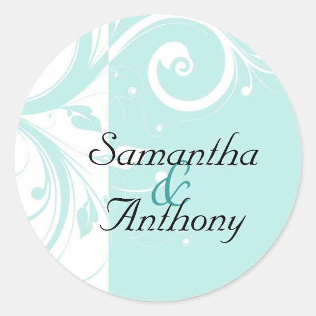 Aqua Reverse Swirl Matching Umschlag Aufkleber (Vorderseite)