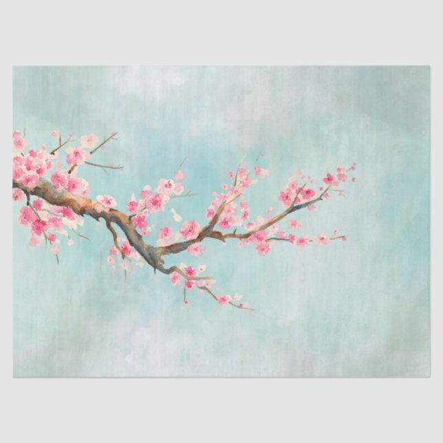 Aqua Rosa Kirschblütenblüte Seidenpapier (Vorderseite)