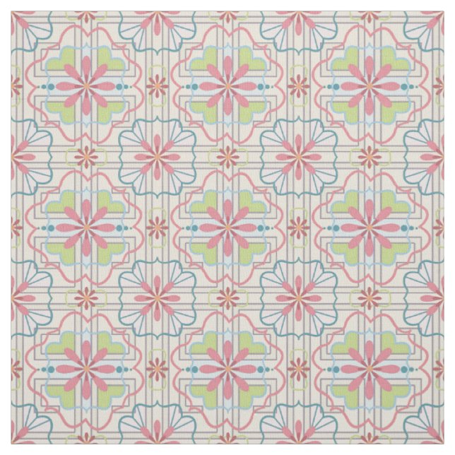 Aqua, rosa, Minz-Grün-Blumenmuster Stoff (Muster)