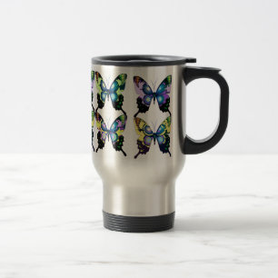 Aqua, Rosa und Gelb - Elegante Schmetterlinge Reisebecher
