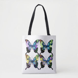 Aqua, Rosa und Gelb - Elegante Schmetterlinge Tasche