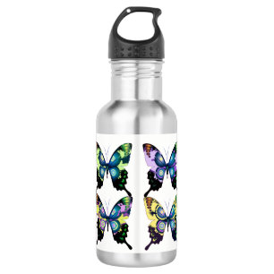 Aqua, Rosa und Gelb - Elegante Schmetterlinge Trinkflasche