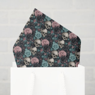 Aqua Rosa und schwarze gothische Blumen Seidenpapier