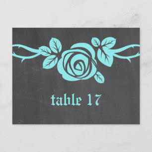 Aqua Rose Chalkboard Numéro de table Carte postale