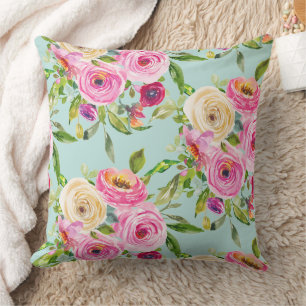Aqua: Rose in Rosa und Creme Kissen