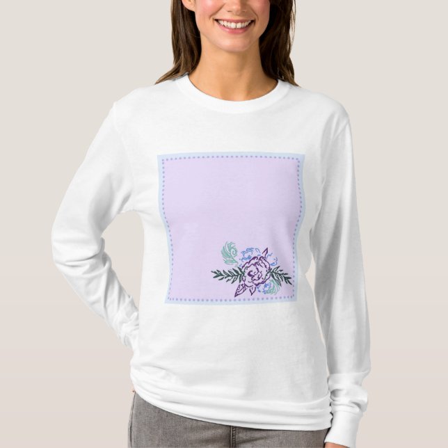 Aqua Rose Ladys Long Sleeve Cotton T - Shirt (Vorderseite)