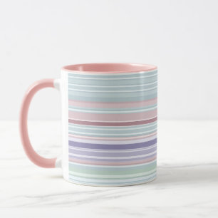 Aqua, Rosé und Lavendelstreifen Tasse