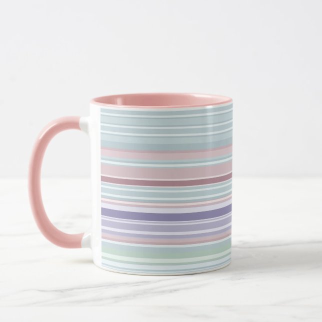 Aqua, Rosé und Lavendelstreifen Tasse (Links)