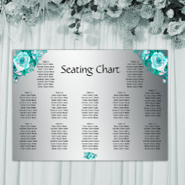 Aqua-Rose und Silver Wedding Reception Sitzplatz Poster