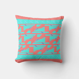 Aqua Salmon grenzt an MCM Look Mosaik-like Design Kissen