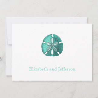 Aqua Sand Dollar Moderne Hochzeitseinladung Einladung