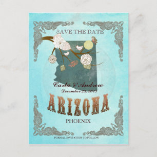 Aqua Save the Date - Arizona Karte mit hübschen Vö